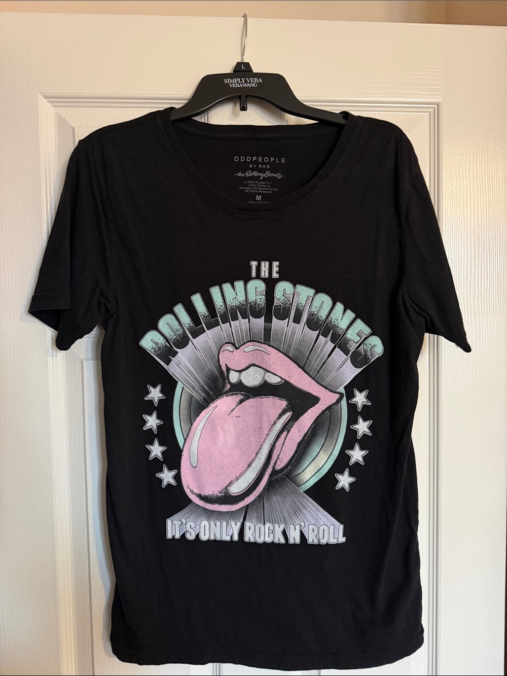 The Rolling Stones Women's Black Short-Sleeve Graphic Tee with Pink Tongue